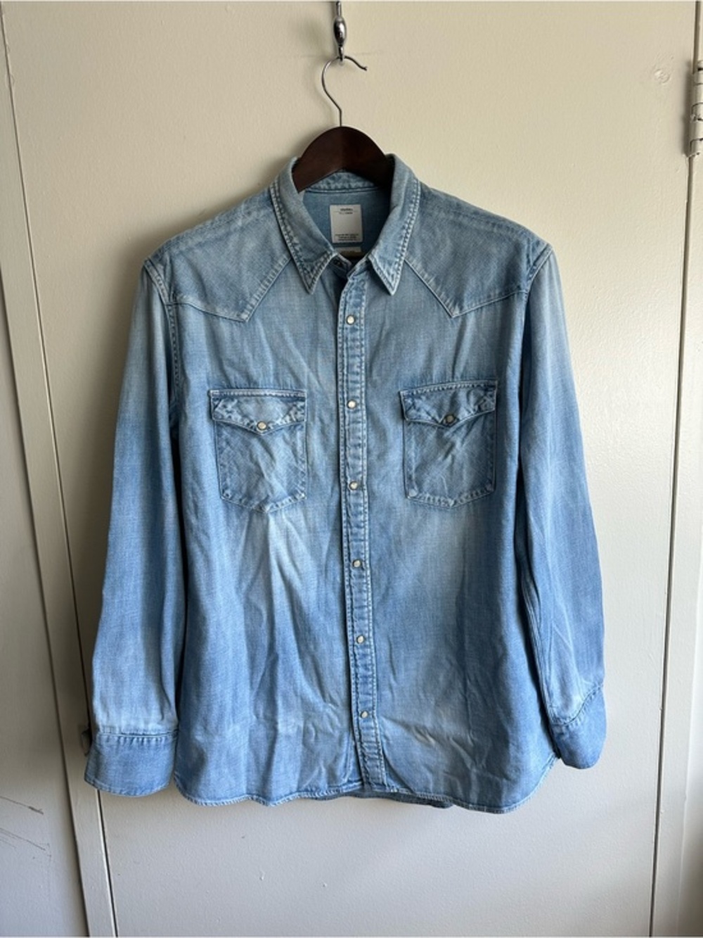 RARE Visvim Light Blue Distressed Denim Western Shirt JPN4